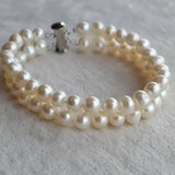 Real Pearl Bracelet Freshwater Pearl Bracelet 2 Row 8 Inches