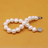 Real Pearl Bracelets Natural Freshwater Cultured 8-9Mm Big Round Bead Bangle