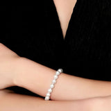 Real Pearl Bracelets Natural Freshwater Cultured 8-9Mm Big Round Bead Bangle