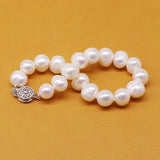Real Pearl Bracelets Natural Freshwater Cultured 8-9Mm Big Round Bead Bangle