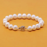Real Pearl Bracelets Natural Freshwater Cultured 8-9Mm Big Round Bead Bangle