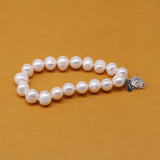 Real Pearl Bracelets Natural Freshwater Cultured 8-9Mm Big Round Bead Bangle