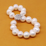 Real Pearl Bracelets Natural Freshwater Cultured 8-9Mm Big Round Bead Bangle