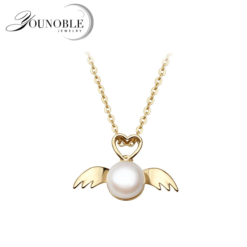 Real Pearl Necklace 925 Silver Jewelry Women Wedding Freshwater Pearl Pendants