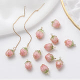 Copper Metal Charms Resin Strawberry Charms 2pcs/lot DIY Jewelry Making Finding