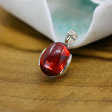 925 Silver Red Garnet Pendant Natural Gemstone Charm