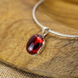 925 Silver Red Garnet Pendant Natural Gemstone Charm
