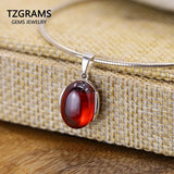 925 Silver Red Garnet Pendant Natural Gemstone Charm