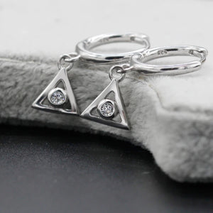 925 Silver CZ Geometric Earrings Fine Jewelry Gift