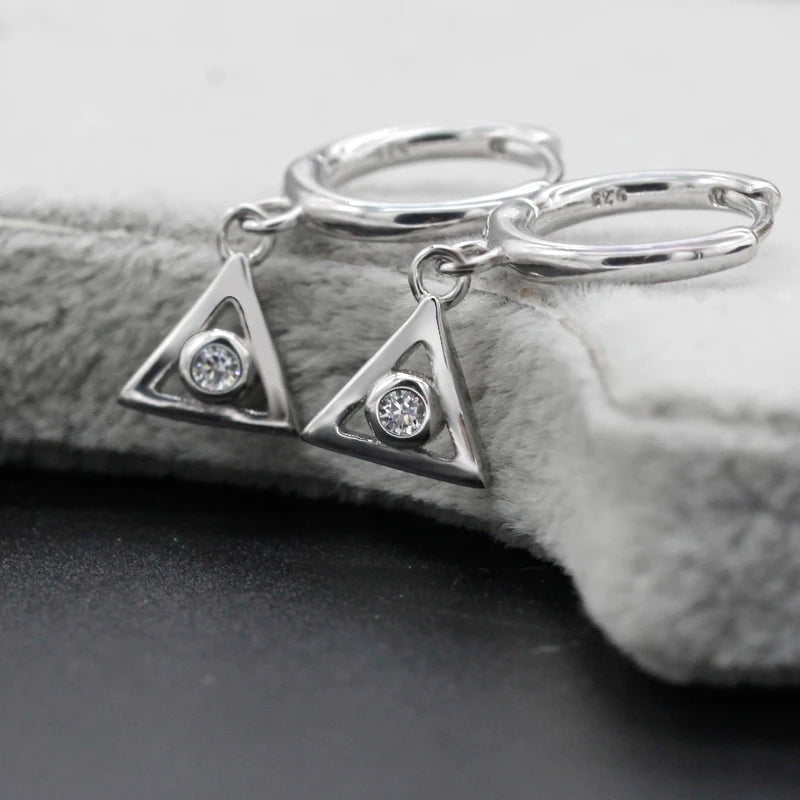 925 Silver CZ Geometric Earrings Fine Jewelry Gift