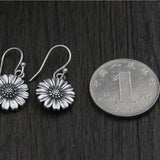 925 Sterling Silver Daisy Drop Earrings Pendants for Women