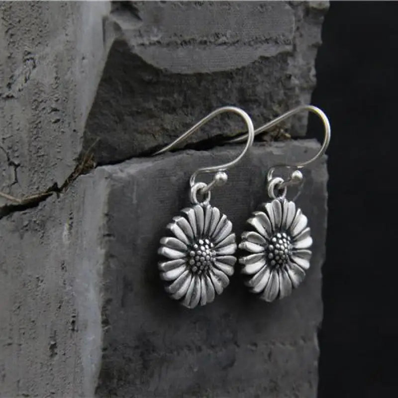 925 Sterling Silver Daisy Drop Earrings Pendants for Women