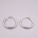 925 Silver 1.8mm Circle Hoop Earrings 15mm