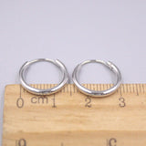925 Silver 1.8mm Circle Hoop Earrings 15mm