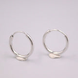 925 Silver 1.8mm Circle Hoop Earrings 15mm