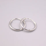925 Silver 1.8mm Circle Hoop Earrings 15mm