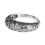 Vintage Flower Zircon Silver Ring for Women 925 Sterling Thai Jewelry
