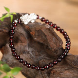 925 Silver Garnet Bracelet Pixiu Shape Men Women Gift