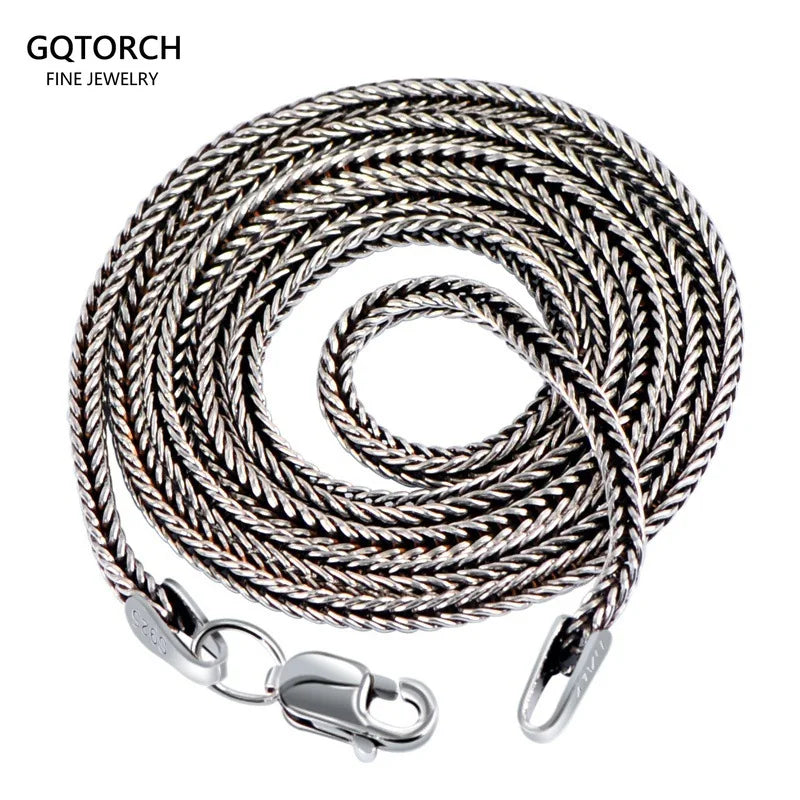 925 Silver Necklace Chain Foxtail 1.6mm Solid Thai Silver Jewelry