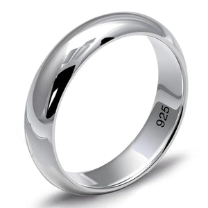 925 Silver Couple Rings Smooth Wedding Band Jewelry