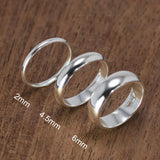 925 Silver Couple Rings Smooth Wedding Band Jewelry