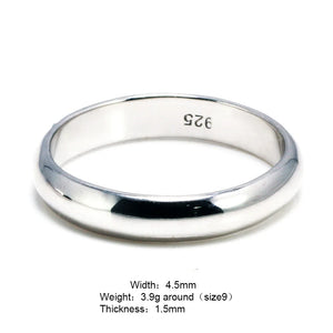925 Silver Couple Rings Smooth Wedding Band Jewelry