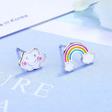 925 Sterling Silver Stud Earrings for Women and Girls - Rainbow Earrings