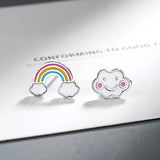 925 Sterling Silver Stud Earrings for Women and Girls - Rainbow Earrings