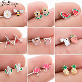 925 Silver Cat Ear Pearl Studs Daisy Flower Kids Gift