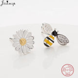 925 Silver Cat Ear Pearl Studs Daisy Flower Kids Gift