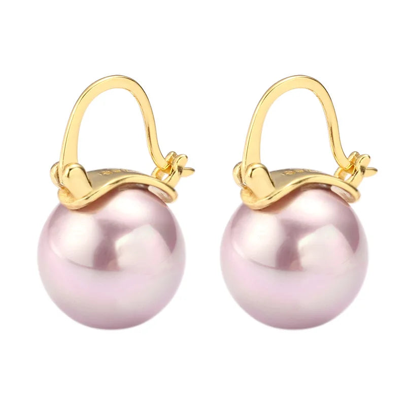 925 Sterling Silver Stud Earrings Pink Purple Pearl Wedding
