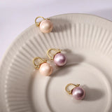 925 Sterling Silver Stud Earrings Pink Purple Pearl Wedding