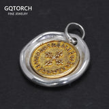 925 Sterling Silver Vajra Pestle Pendant Necklace Vermeil Amulet Jewelry