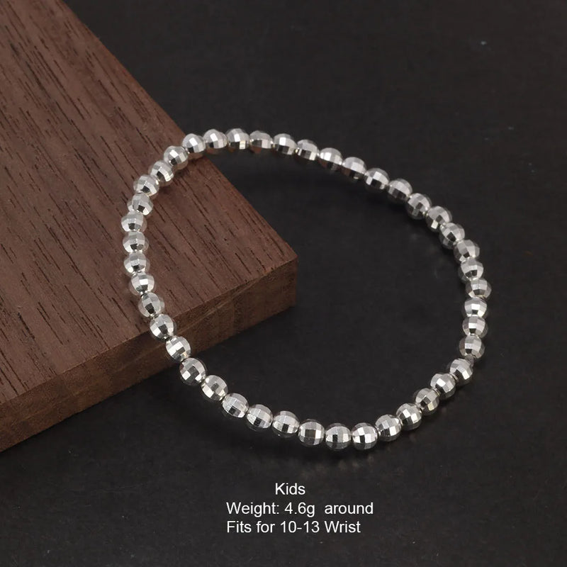 999 Sterling Silver Beads Bracelet For Ladies Kids Minimalism Jewelry