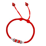 Sterling Silver Round Beads Red Rope Bracelet Men Women Tibetan String Gift