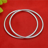 Pure S999 Sterling Silver Bangle Glossy Bracelet Women 8g 10g All Size