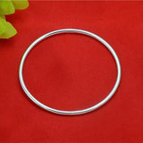 Pure S999 Sterling Silver Bangle Glossy Bracelet Women 8g 10g All Size