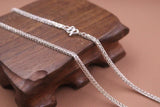 S999 Sterling Silver Chain Women Lucky 2mm Wheat Link Necklace