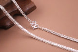 S999 Sterling Silver Chain Women Lucky 2mm Wheat Link Necklace