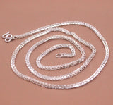 S999 Sterling Silver Chain Women Lucky 2mm Wheat Link Necklace
