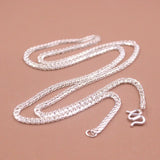 S999 Sterling Silver Chain Women Lucky 2mm Wheat Link Necklace