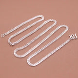 S999 Sterling Silver Chain Women Lucky 2mm Wheat Link Necklace