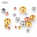 925 Sterling Silver Beads Spacers 18K Rose Round Smooth