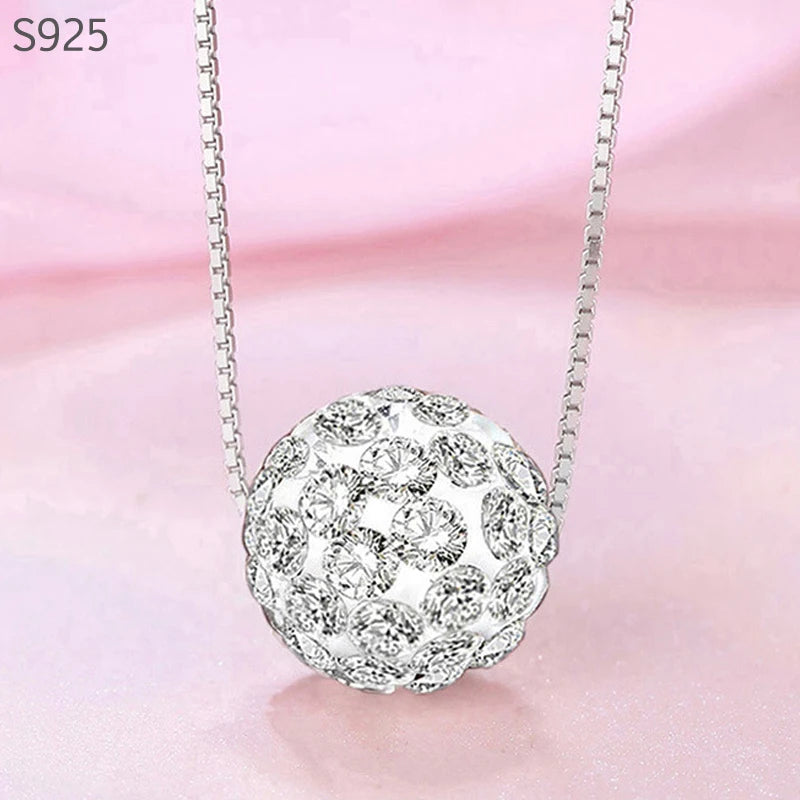925 Sterling Silver CZ Crystal Pendant Necklace for Women