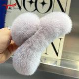 Pink Rex Rabbit Fur Hair Claw Large Clips Hairpins Cover for Women Girls Plush