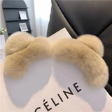 Pink Rex Rabbit Fur Hair Claw Large Clips Hairpins Cover for Women Girls Plush
