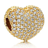 Rose Pave Open My Heart Clip Charm 925 Sterling Silver Beads