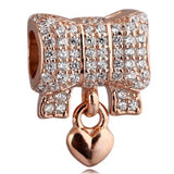 Rose Pave Open My Heart Clip Charm 925 Sterling Silver Beads