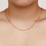 Rose Plated Necklace for Women Water Wave Chain 18 Inches Necklace Pendant
