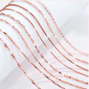 Rose Plated Necklace for Women Water Wave Chain 18 Inches Necklace Pendant